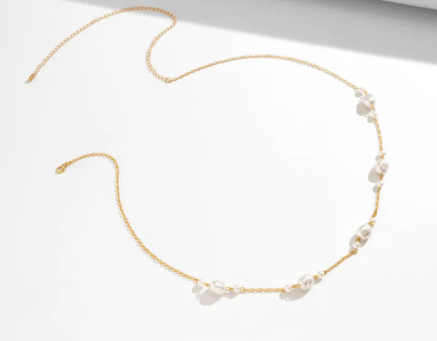 Pearl line belly chain